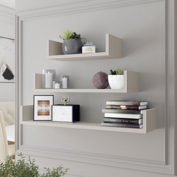 Set di 3 mensole da parete TRIO 40/60/80x11x18 cm cashmere