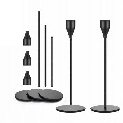 Set di 3 portacandele neri