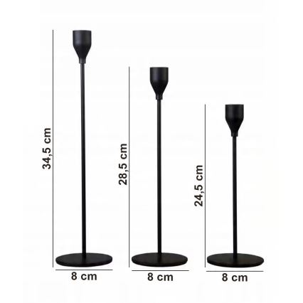 Set di 3 portacandele neri