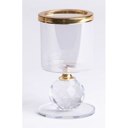 Set di 3 portacandele oro/trasparente