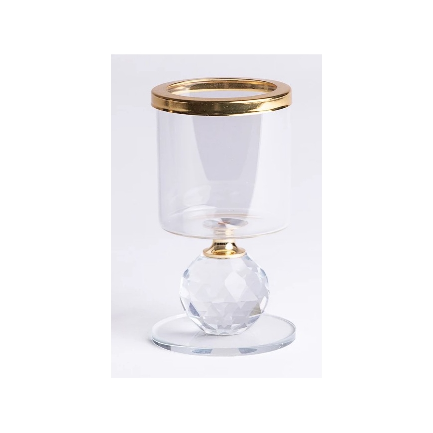 Set di 3 portacandele oro/trasparente