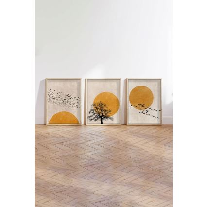 Set di 3 quadri incorniciati 50x70 cm beige/arancione