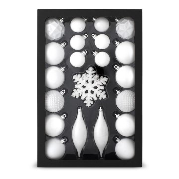 Set di addobbi natalizi 25 pezzi bianchi