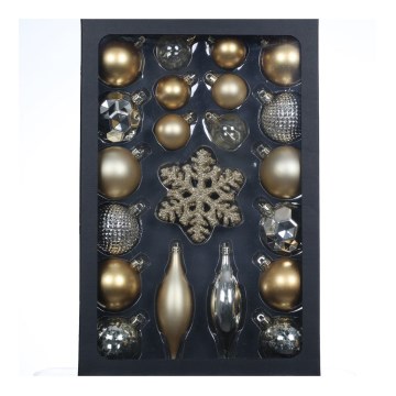 Set di addobbi natalizi 25 pezzi oro/argento