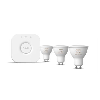 Set di base Philips Hue WHITE AND COLOR AMBIANCE 3xGU10/5,7W/230V 2000-6500K + Dispositivo di interconnessione