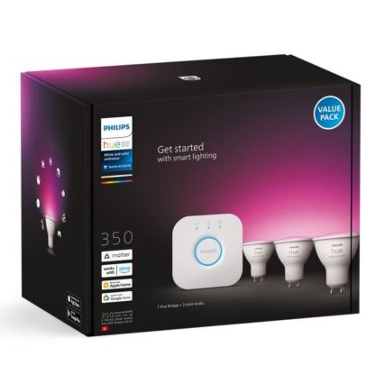 Set di base Philips Hue WHITE AND COLOR AMBIANCE 3xGU10/5,7W/230V 2000-6500K + Dispositivo di interconnessione