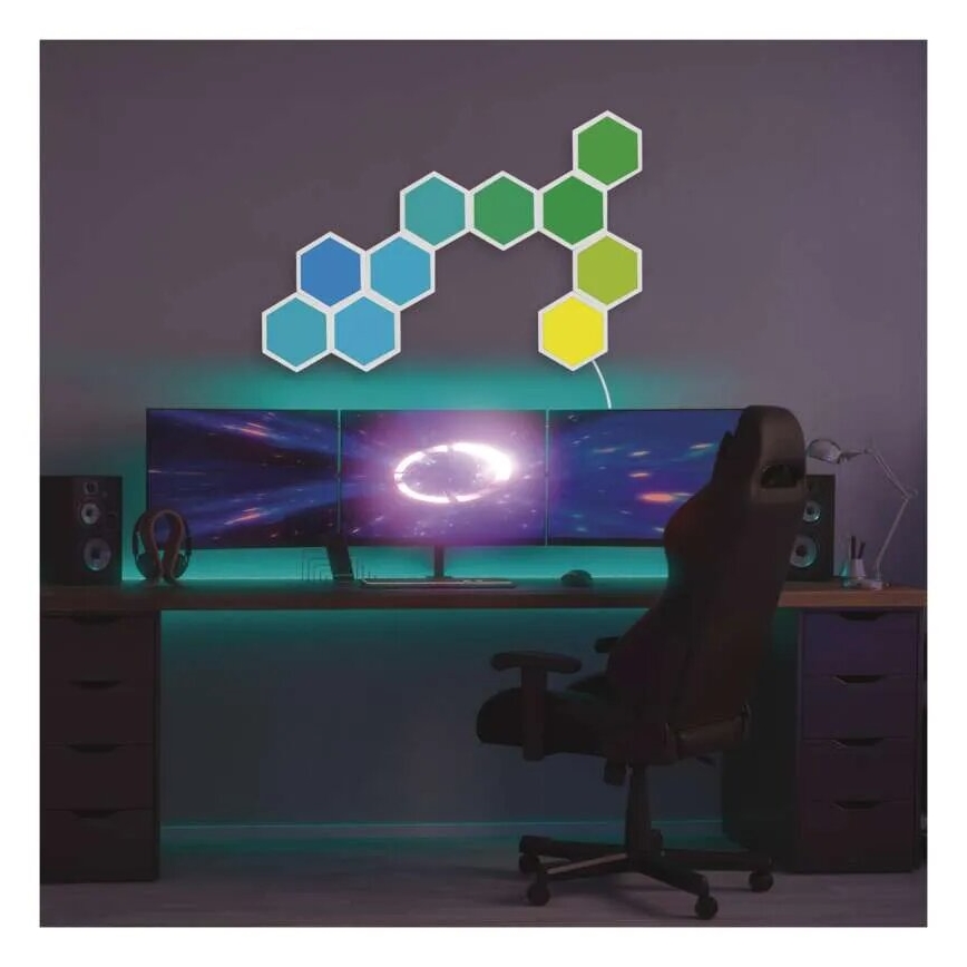 Set da 3 pannelli LED RGBIC+CCT dimmerabili - espansione LED/1,8W/230V Wi‑Fi Tuya