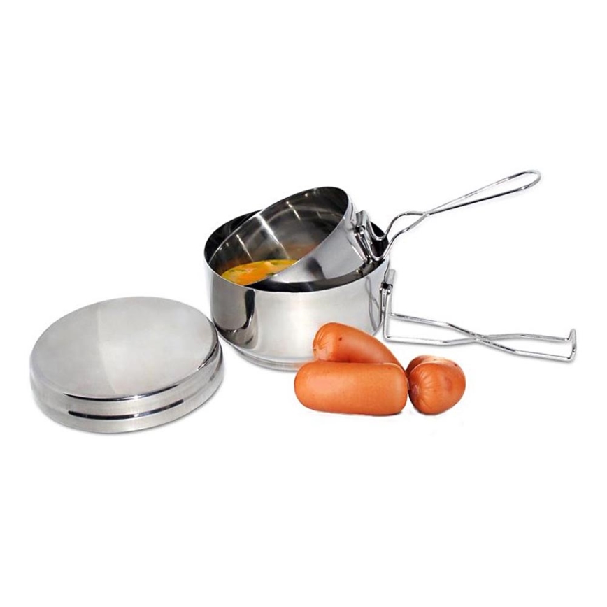 Set di pentole da campeggio 2 pz acciaio inossidabile