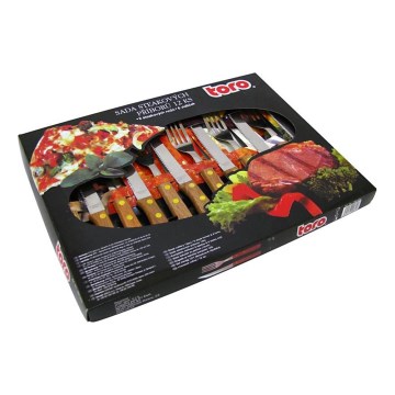 Set di posate da bistecca 12 pz acciaio inossidabile/legno