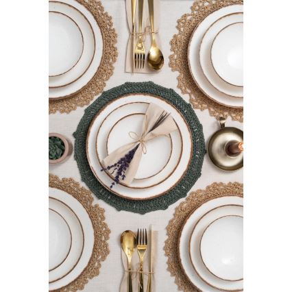 Set di stoviglie 24 pezzi in porcellana, beige/marrone