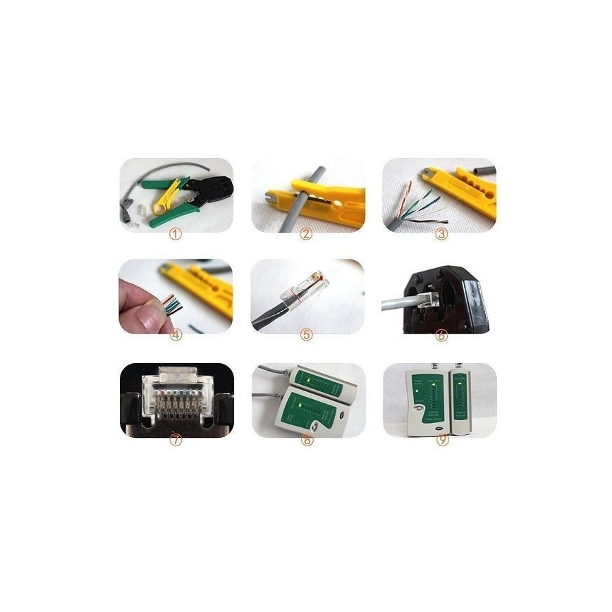 Set di strumenti per l'installazione di reti UTP 9 pz