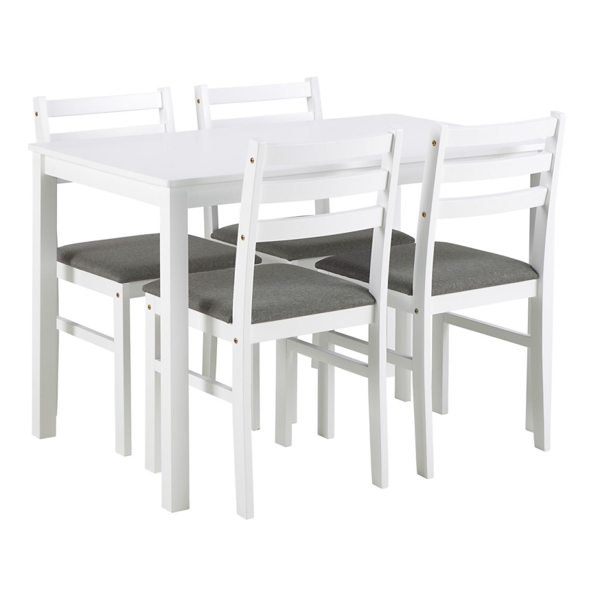 Set di tavolo da pranzo e 4 sedie EMILY bianco