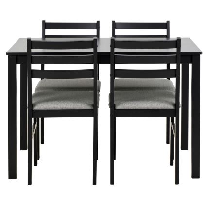 Set di tavolo da pranzo e 4 sedie EMILY nero