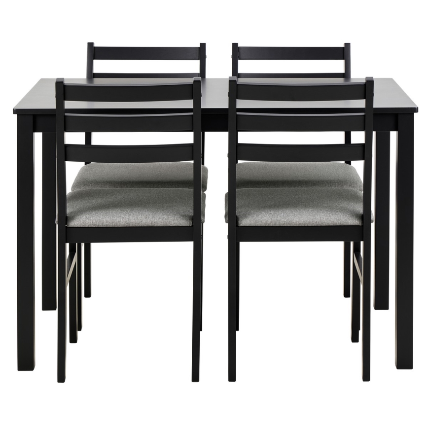 Set di tavolo da pranzo e 4 sedie EMILY nero