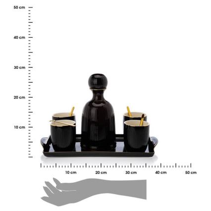 Set di tazzine in ceramica con caraffa e vassoio KENDI nero