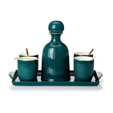 Set di tazzine in ceramica con caraffa e vassoio KENDI verde