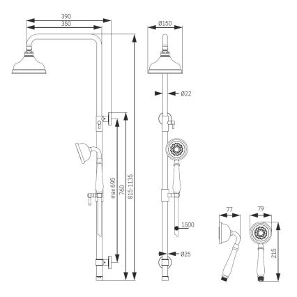 Set doccia AEROSKOBING in ottone