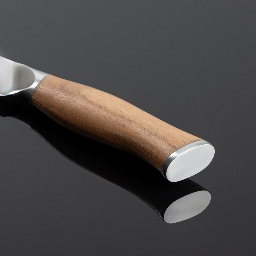 Gudaro - Set di 5 coltelli da cucina in acciaio damascato TAKUMI + ceppo per coltelli e forbici per pollame