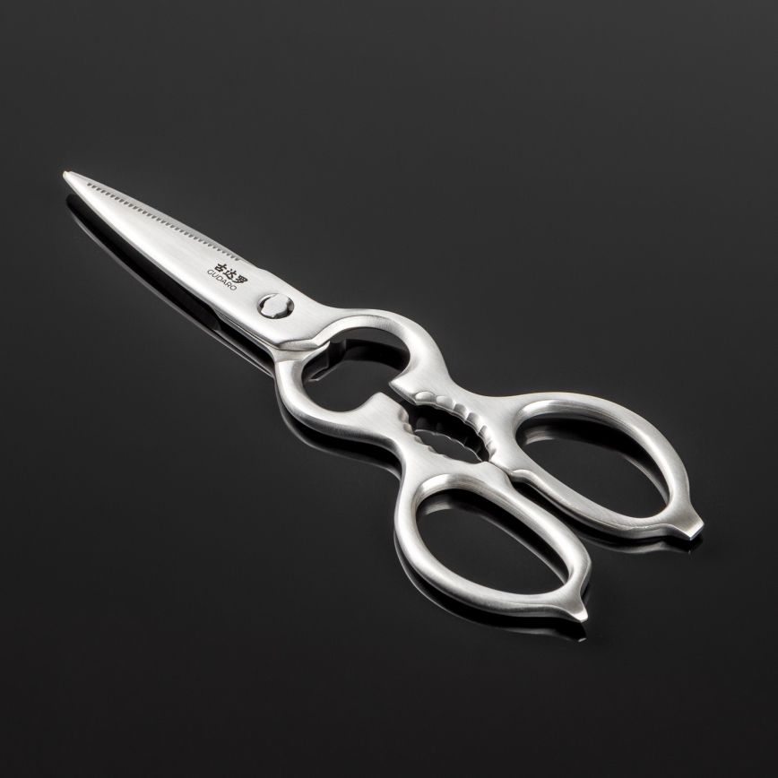 Gudaro - Set di 5 coltelli da cucina in acciaio damascato TAKUMI + ceppo per coltelli e forbici per pollame