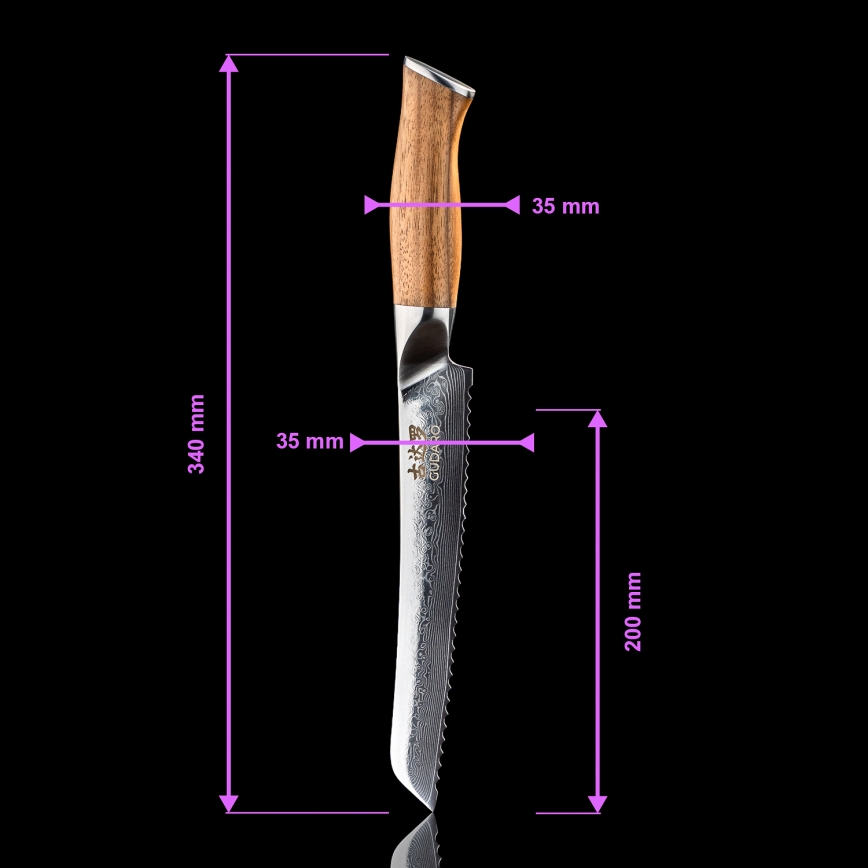 Gudaro - Set di 5 coltelli da cucina in acciaio damascato TAKUMI + ceppo per coltelli e forbici per pollame