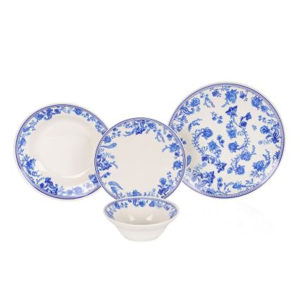 Set per la tavola 24 pezzi in ceramica, bianco/blu
