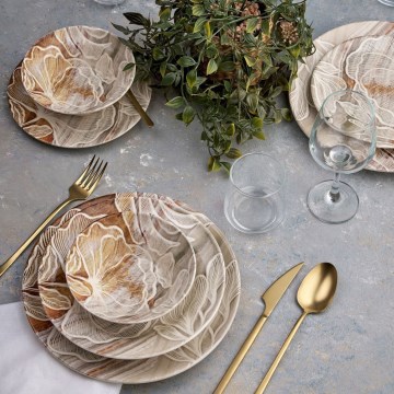 Set per la tavola 24 pezzi marrone/ceramica