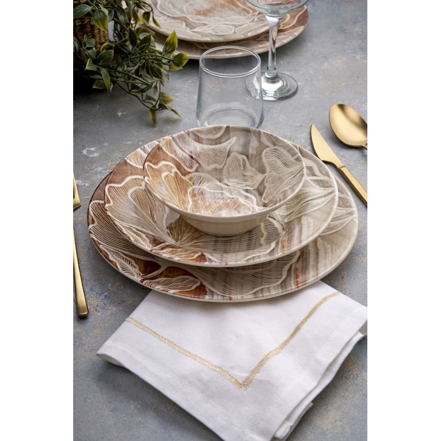 Set per la tavola 24 pezzi marrone/ceramica