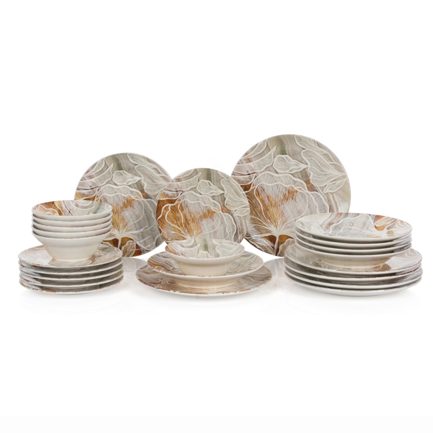 Set per la tavola 24 pezzi marrone/ceramica