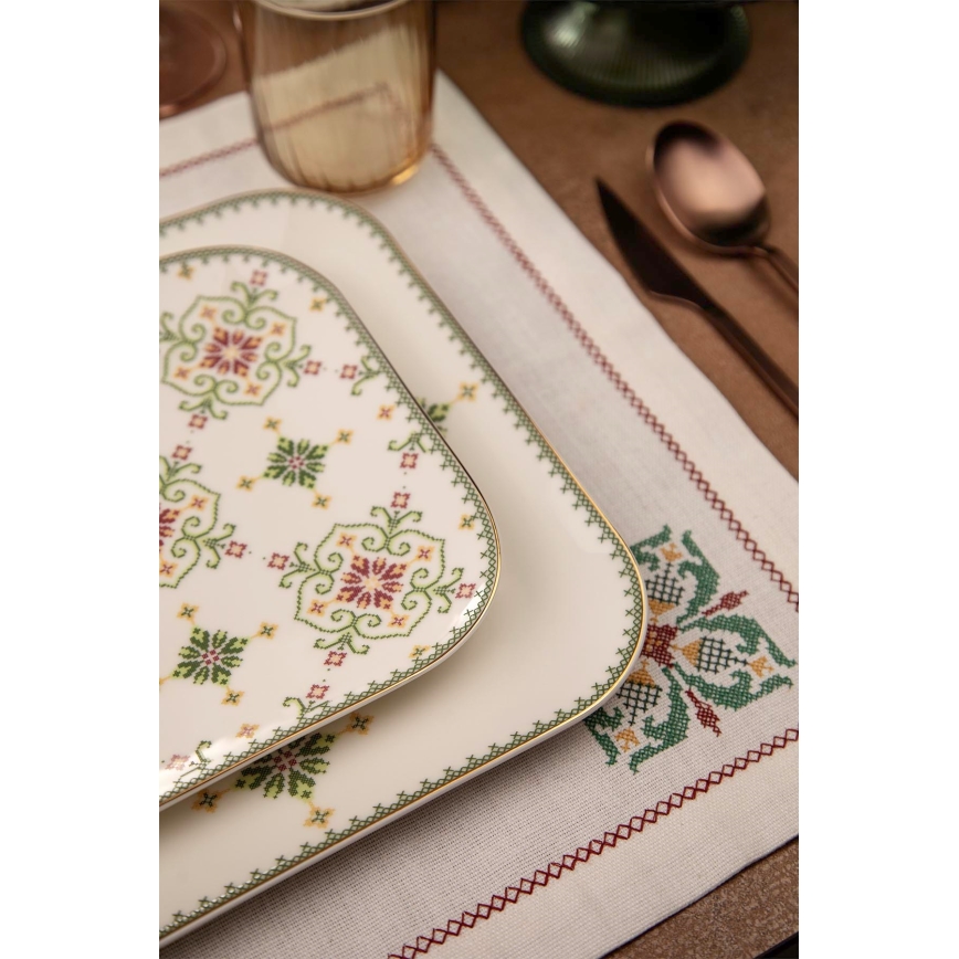 Set per la tavola 26 pezzi in porcellana, bianco/verde