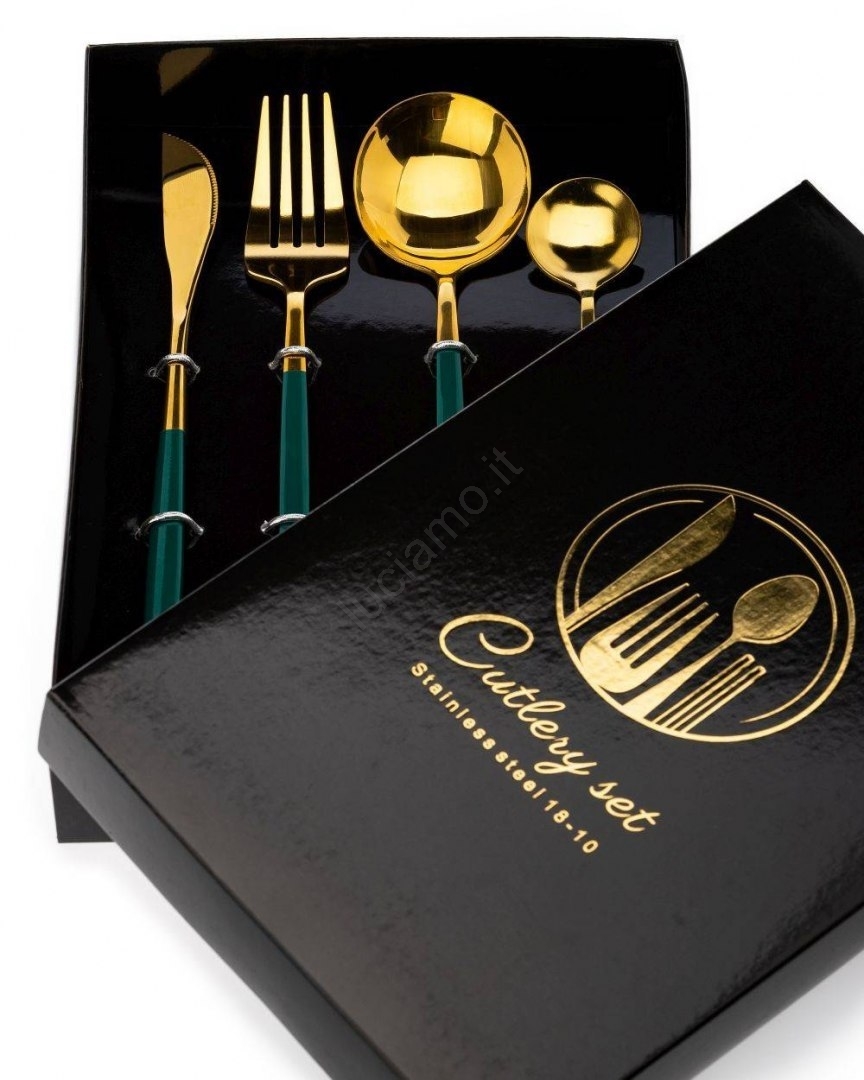 Vancasso Posate Oro, Posate Dorate 48 Pezzi Set Di Posate In Acciaio Inox Per 12 Persone, 12 Cucchiaio, 12 Forchetta, 12 Coltello, 12 Cucchiaino Tè - Foto 3