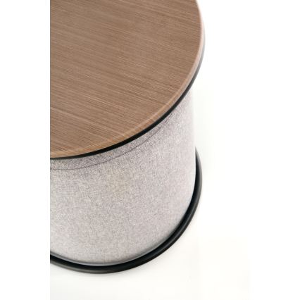 SET Tavolino da salotto NILDO 90x45 cm + 2x pouf marrone/grigio