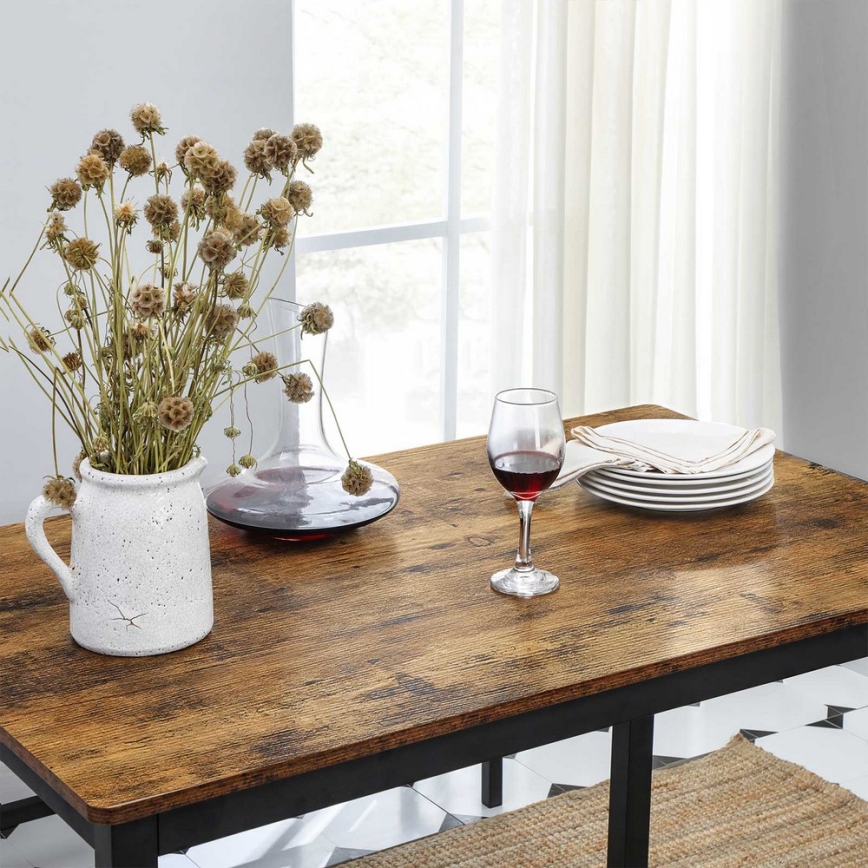 SET Tavolo da bar 110x70 cm + 2x Panche 97x30 cm TREVOR marrone/nero