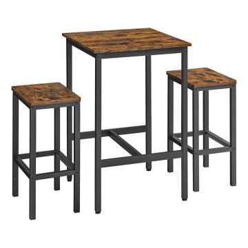 Set tavolo da bar e 2 sgabelli BARTIS marrone/nero