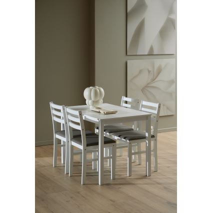 Set tavolo da pranzo + 4 sedie EMILY, colore bianco