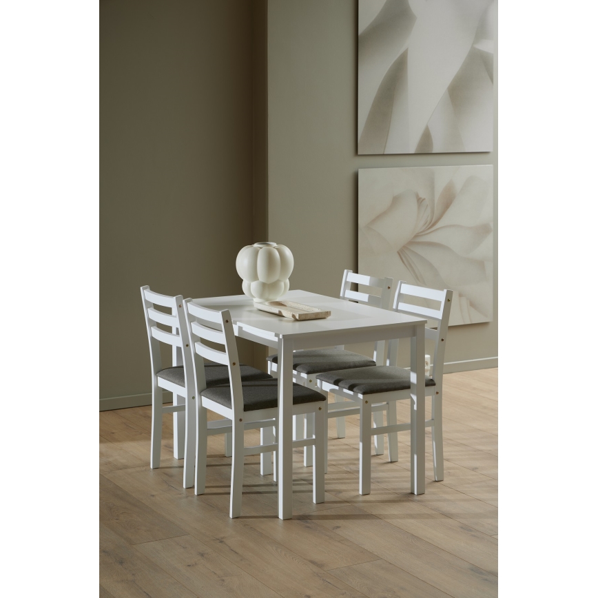 Set tavolo da pranzo + 4 sedie EMILY, colore bianco