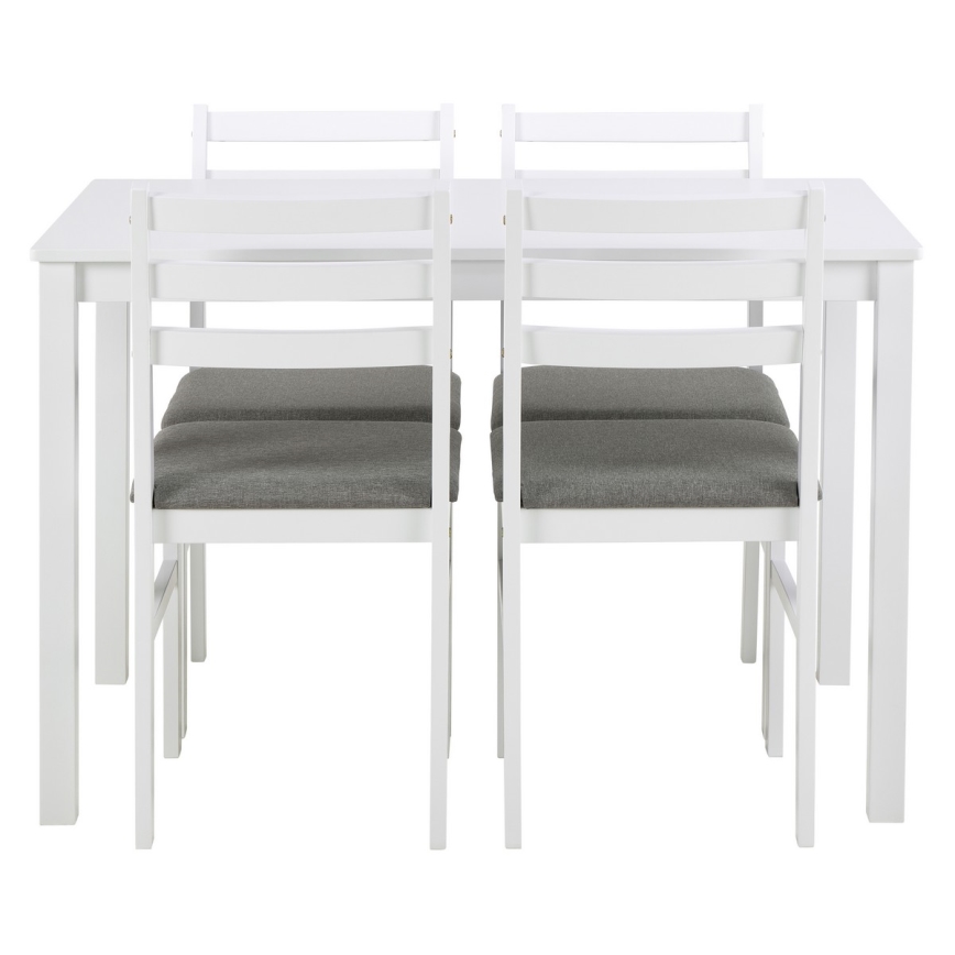 Set tavolo da pranzo + 4 sedie EMILY, colore bianco