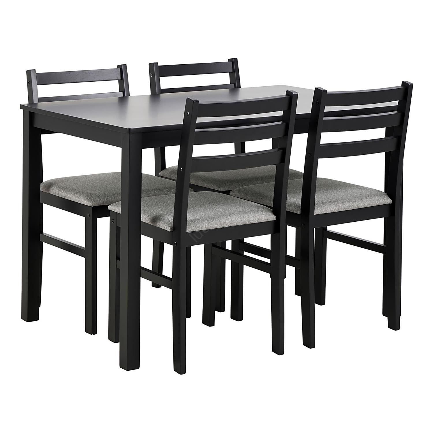POLY & BARK Enzo Set Di 4 Sedie Da Pranzo In Legno Massello Di Rovere, Colore Nero, Stile Mid-century, Piedini Antigraffio
