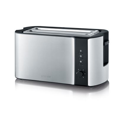 Severin AT 2590 - Tostapane a 4 fette, 1400 W/230 V, acciaio inox/nero