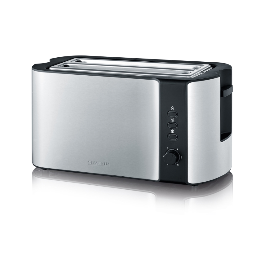 Severin AT 2590 - Tostapane a 4 fette, 1400 W/230 V, acciaio inox/nero