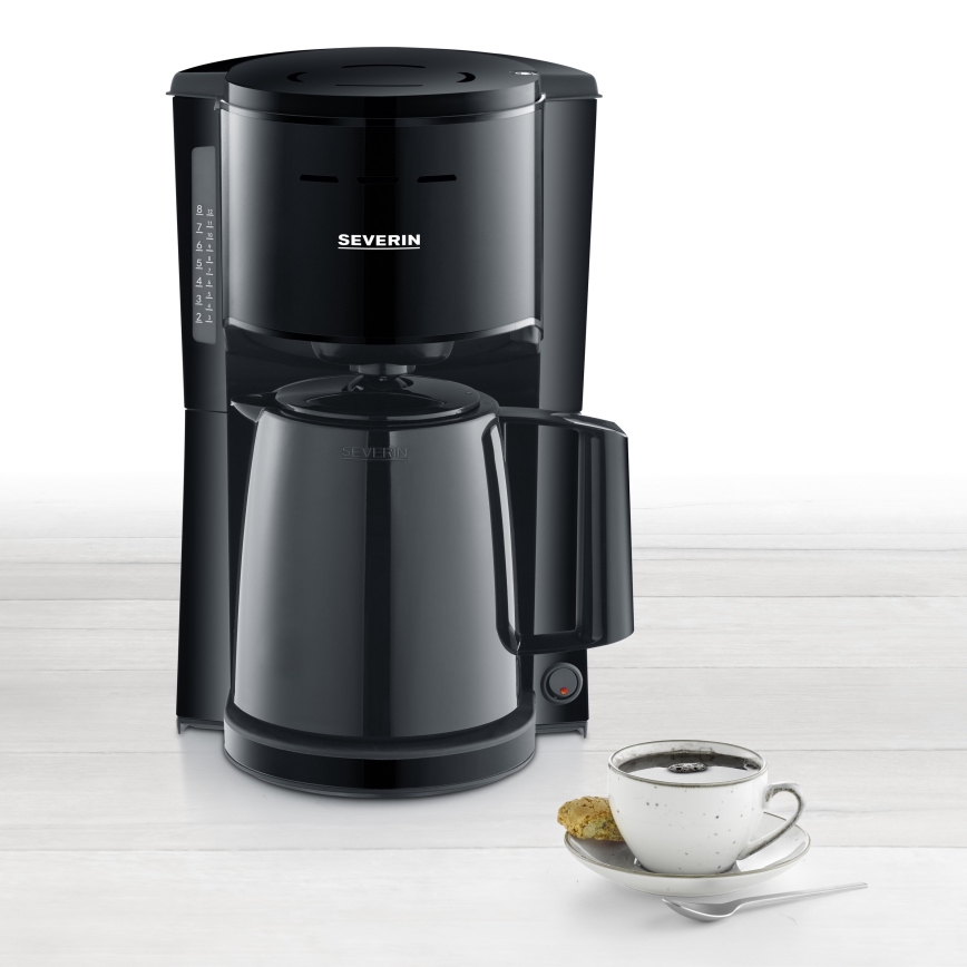 Severin KA 9306 - Macchina da caffè con caraffa termica 1 l 1000 W/230 V, nera