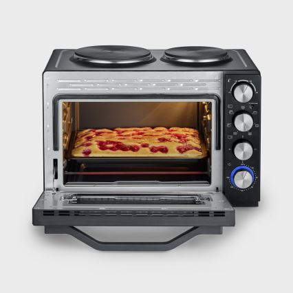 Severin TO 2074 - Forno ventilato con grill e piastre, 2500 W/230 V, 30 L, nero