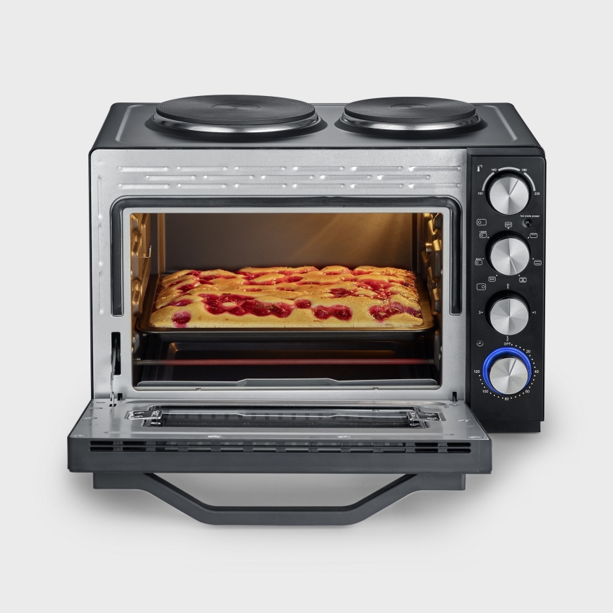 Severin TO 2074 - Forno ventilato con grill e piastre, 2500 W/230 V, 30 L, nero