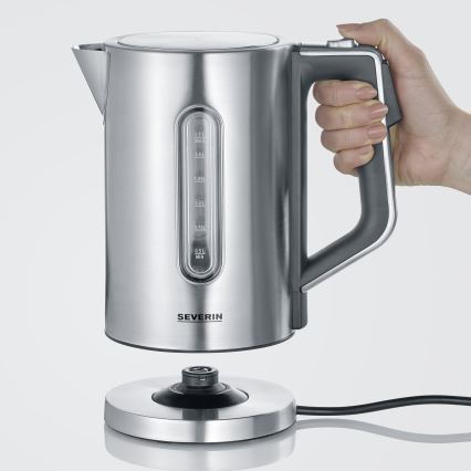 Severin WK 3418 - Bollitore elettrico 1,7 l 3000 W/230 V acciaio inox/nero
