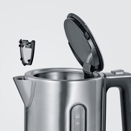 Severin WK 3418 - Bollitore elettrico 1,7 l 3000 W/230 V acciaio inox/nero