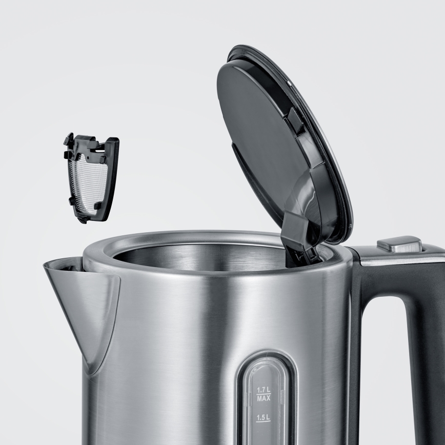 Severin WK 3418 - Bollitore elettrico 1,7 l 3000 W/230 V acciaio inox/nero