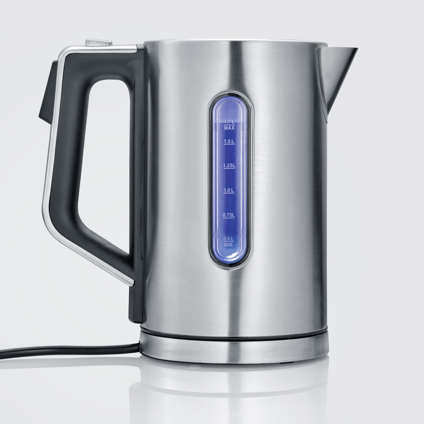 Severin WK 3418 - Bollitore elettrico 1,7 l 3000 W/230 V acciaio inox/nero