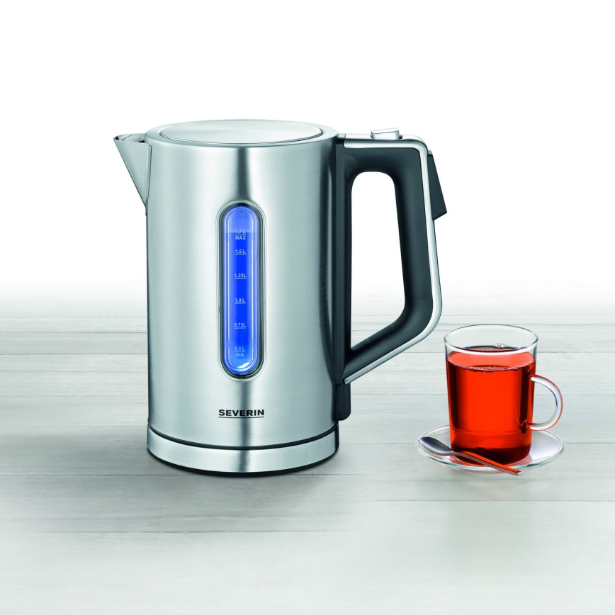Severin WK 3418 - Bollitore elettrico 1,7 l 3000 W/230 V acciaio inox/nero