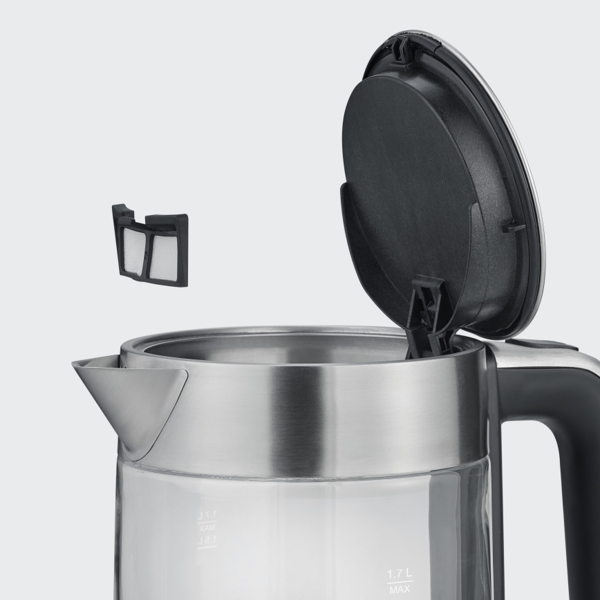 Severin WK 3420 - Bollitore elettrico rapido 1,7 l 2200 W/230 V inox/vetro