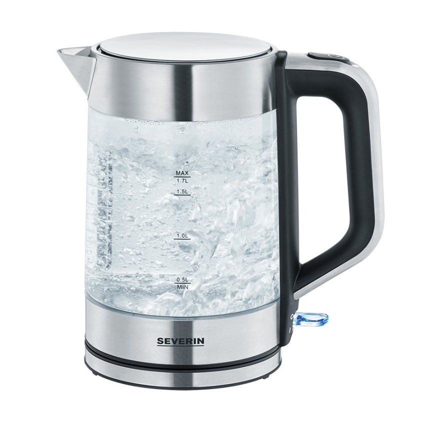 Severin WK 3420 - Bollitore elettrico rapido 1,7 l 2200 W/230 V inox/vetro