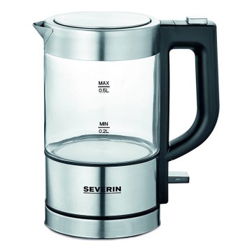 Severin WK 3472 - Bollitore elettrico rapido 0,5 l 1100 W/230 V acciaio inox/vetro